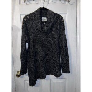 NEW YORK LAUNDRY Polyester Rayon Charcoal Gray Long Sleeve Cowl Neck Tunic Sz M